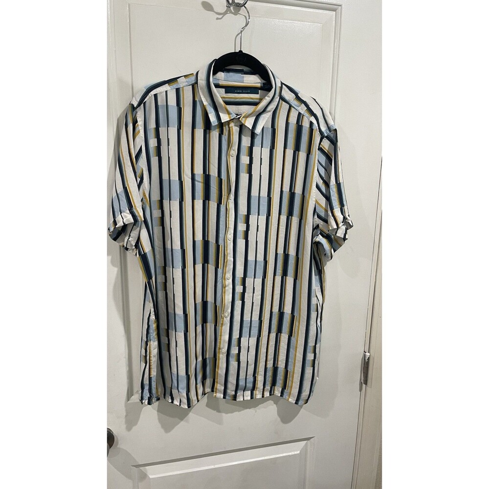 Perry Ellis Mens XL Multi Colored Short Sleeve Button Down Shirt